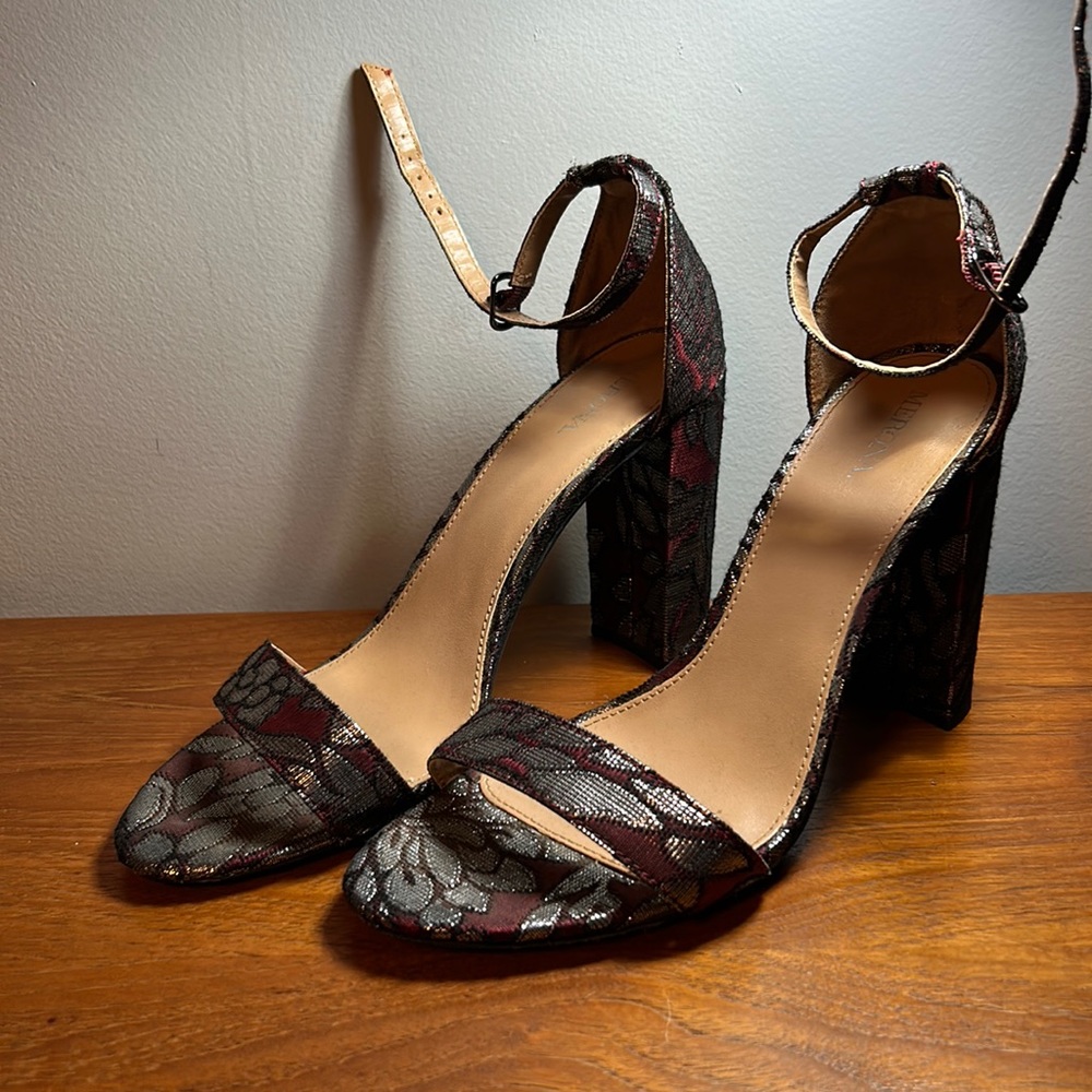 Maroon and silver heels - Size 10
